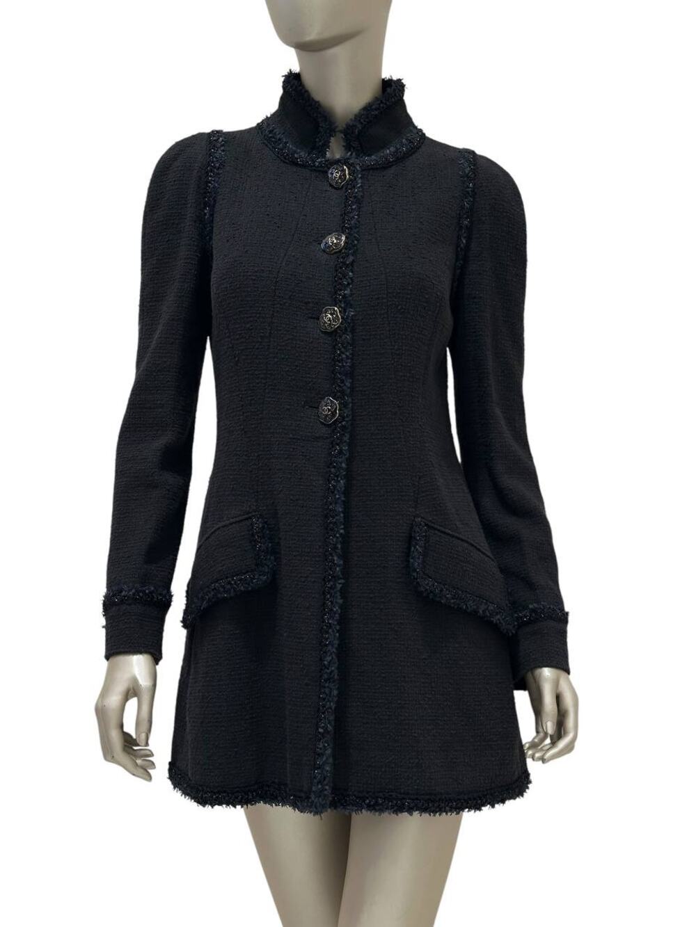 Chanel 2013 Cruise Versailles Black Tweed Jacket CC Buttons Size 40